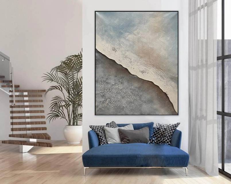 Bedroom Abstract Modern Gray Abstract Canvas Artwork 6YI16 wall art